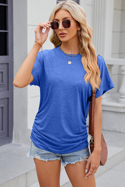 Round Neck Flutter Sleeve T-Shirt-Angel Casuals