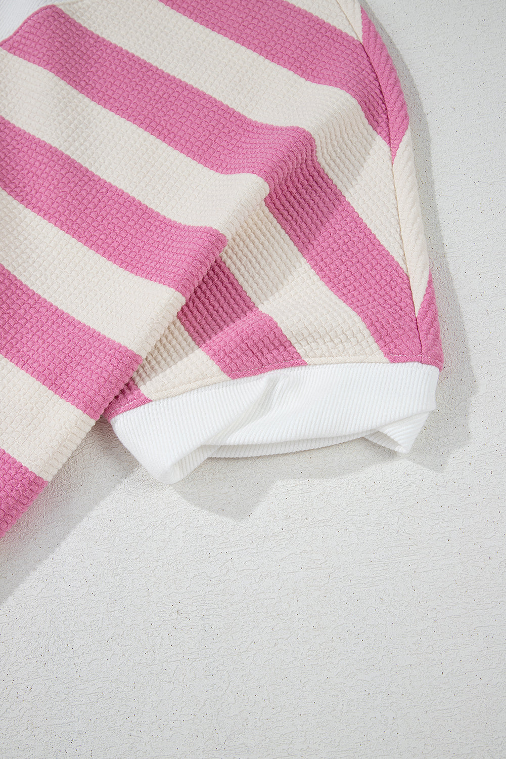 High-Low Striped Round Neck Short Sleeve T-Shirt-Angel Casuals