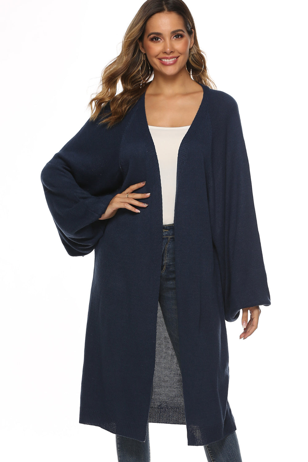 Long Sleeve Open Front Cardigan-Angel Casuals