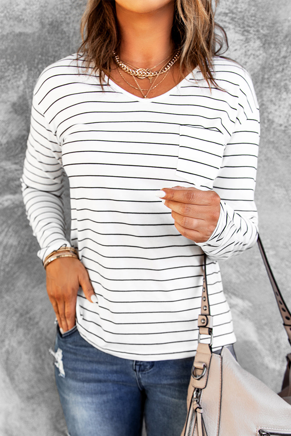 Striped Long Sleeve T-Shirt-Angel Casuals