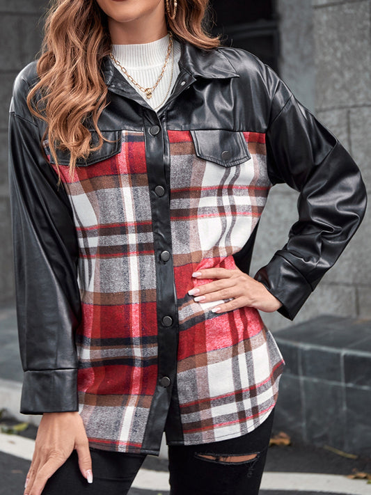 Ivy Lane Plaid Button Up Dropped Shoulder Jacket-Angel Casuals