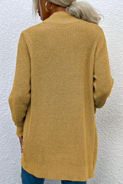 Open Front Rib-Knit Cardigan with Pockets-Angel Casuals