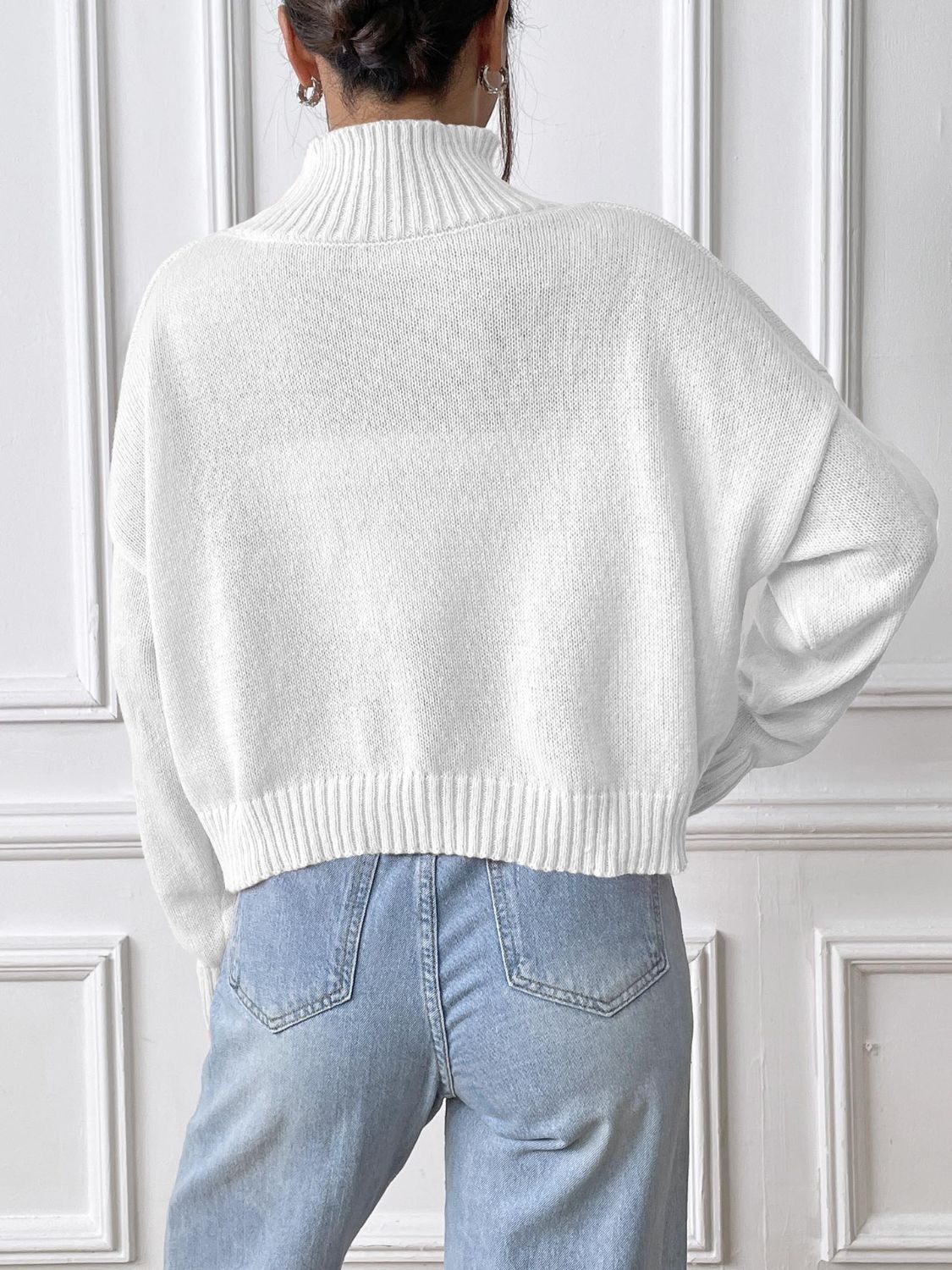 Bow Turtleneck Long Sleeve Sweater-Angel Casuals