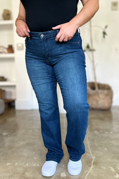 Judy Blue Full Size Tummy Control Straight Jeans-Angel Casuals