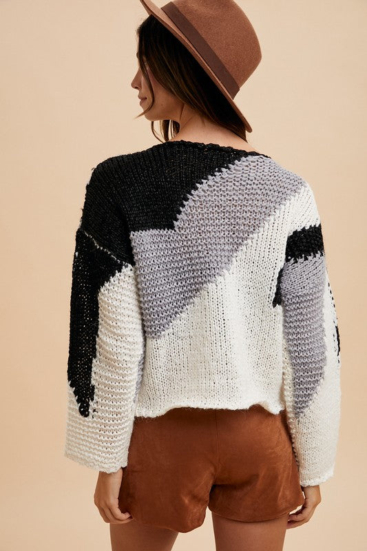 Annie Wear Color Block Drop Shoulder Sweater-Angel Casuals