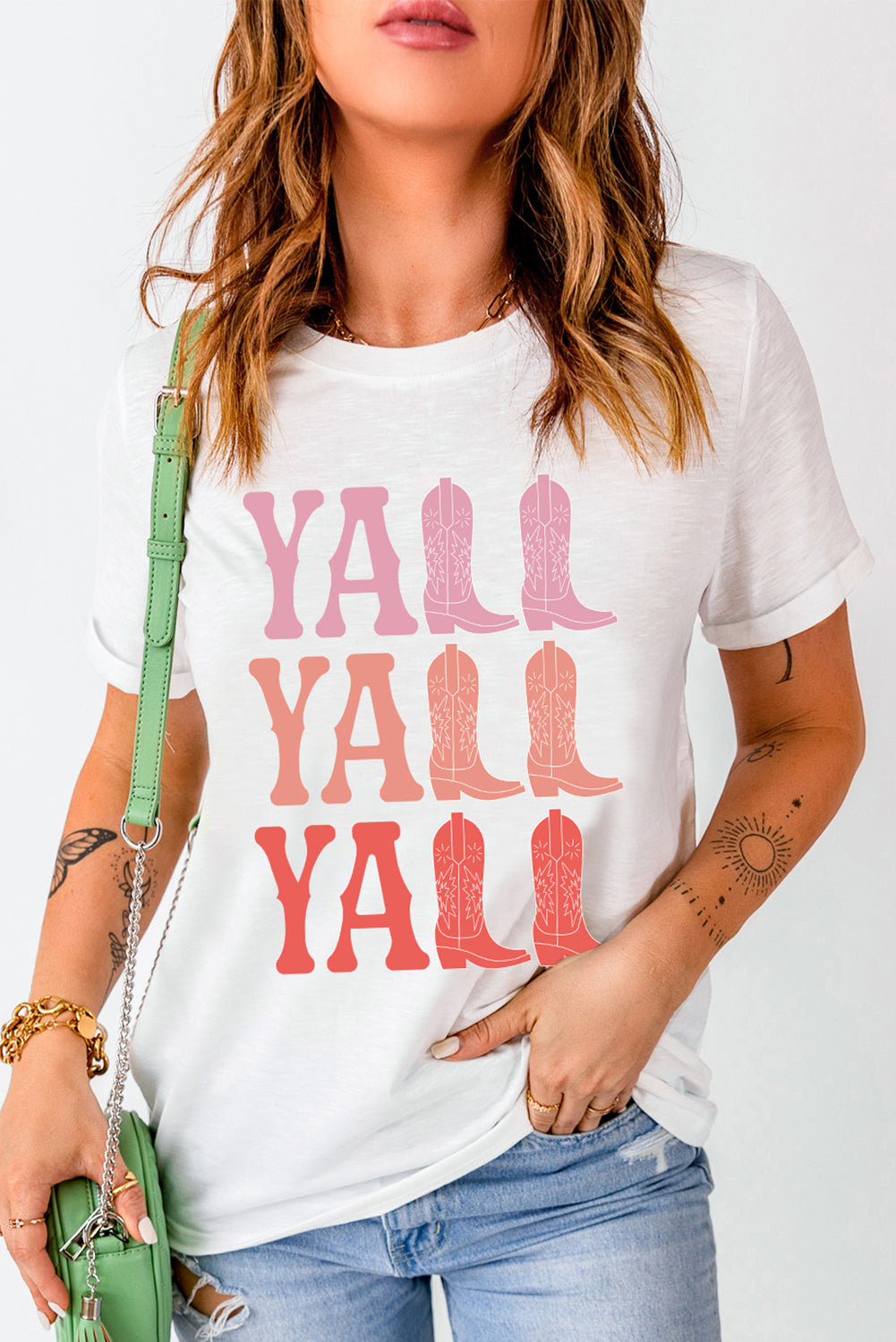 Letter Graphic Round Neck Short Sleeve T-Shirt-Angel Casuals