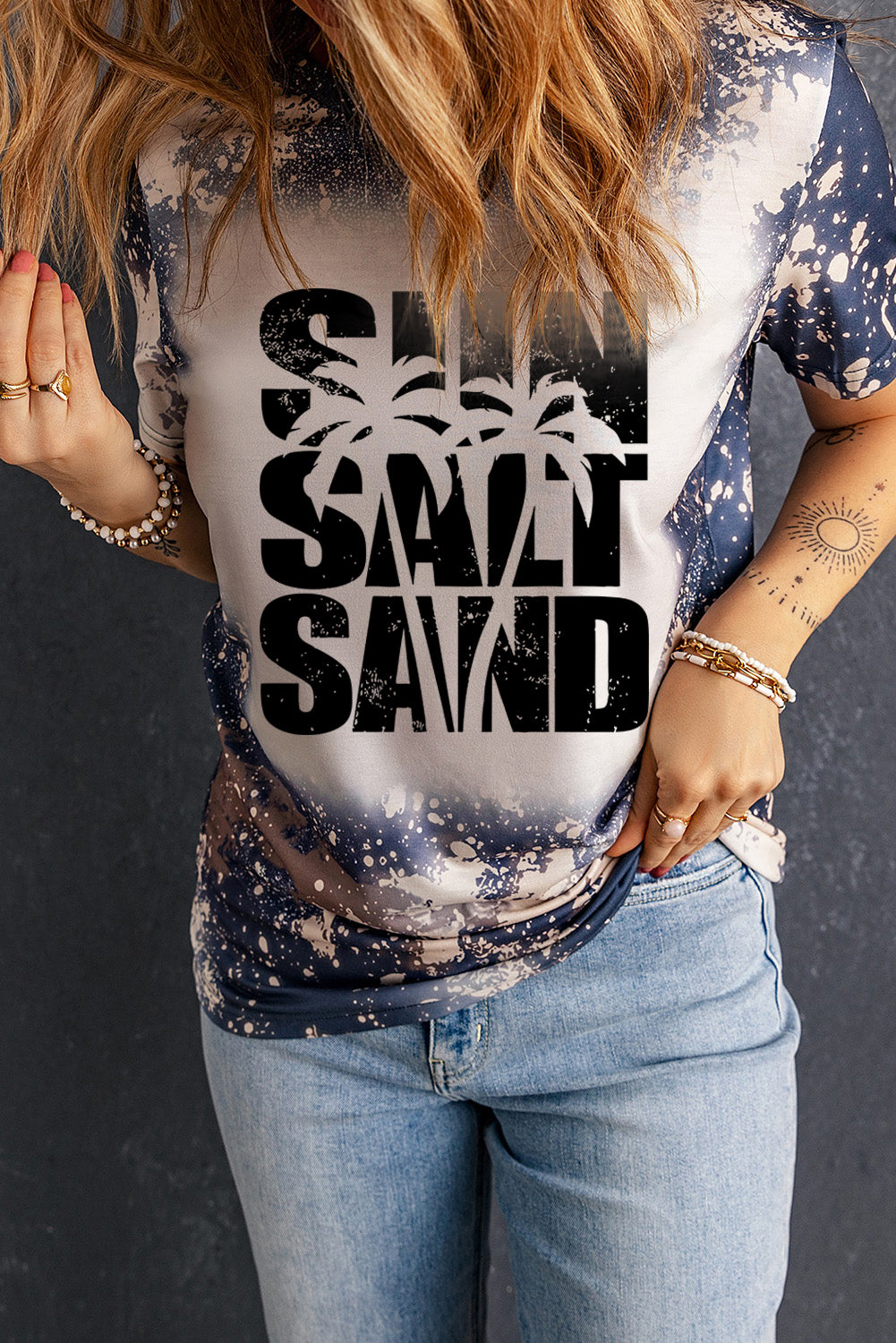 Letter Graphic Round Neck Short Sleeve T-Shirt-Angel Casuals