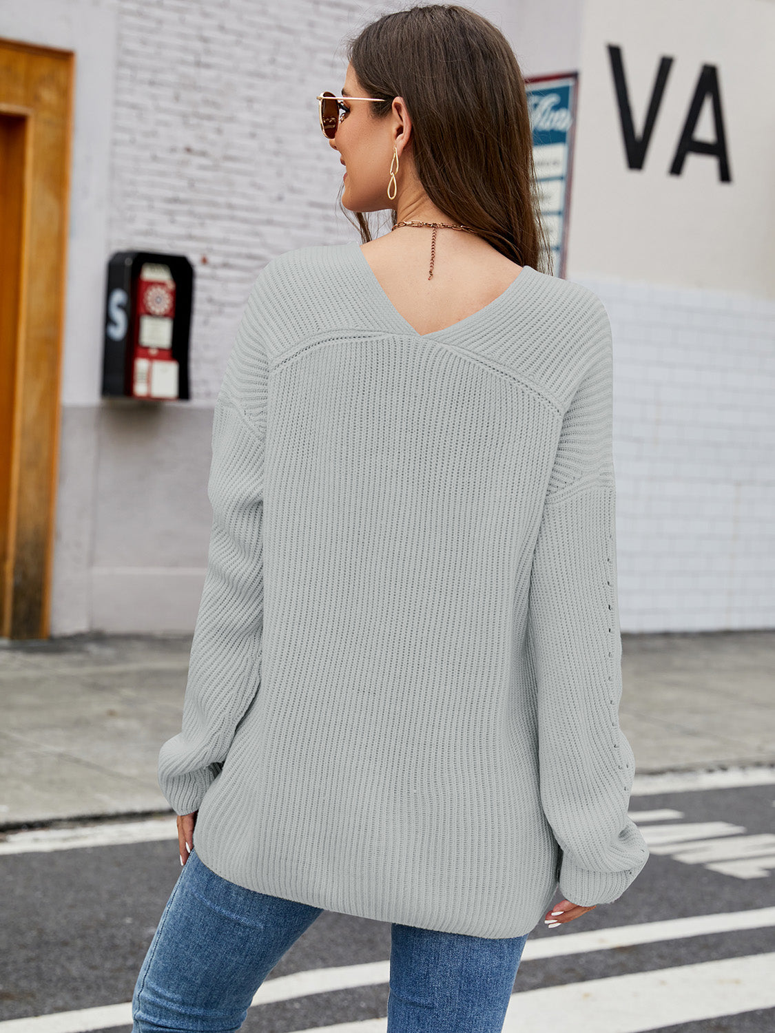 V-Neck Rib-Knit Top-Angel Casuals