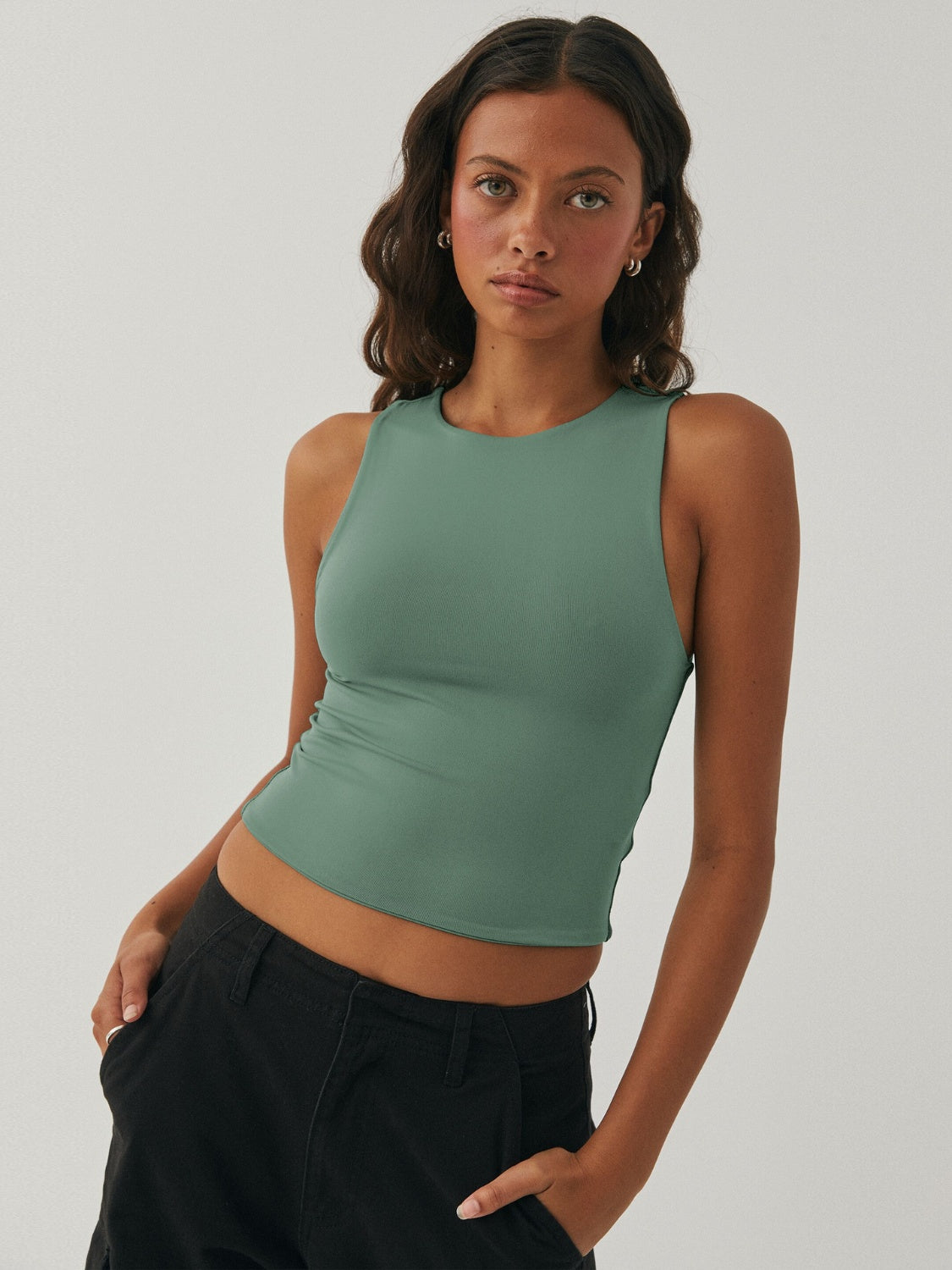 Round Neck Cropped Tank-Angel Casuals