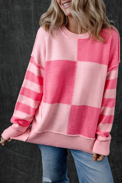 Exposed Seam Round Neck Sweater-Angel Casuals