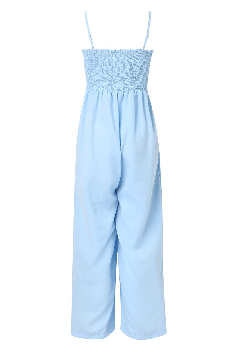 Smocked Spaghetti Strap Wide Leg Jumpsuit-Angel Casuals