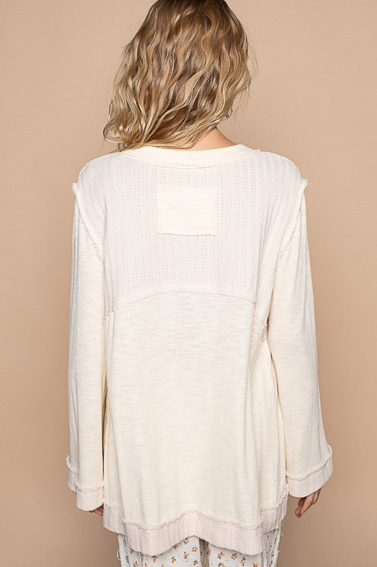 POL Embroidered Round Neck Long Sleeve Knit Top-Angel Casuals