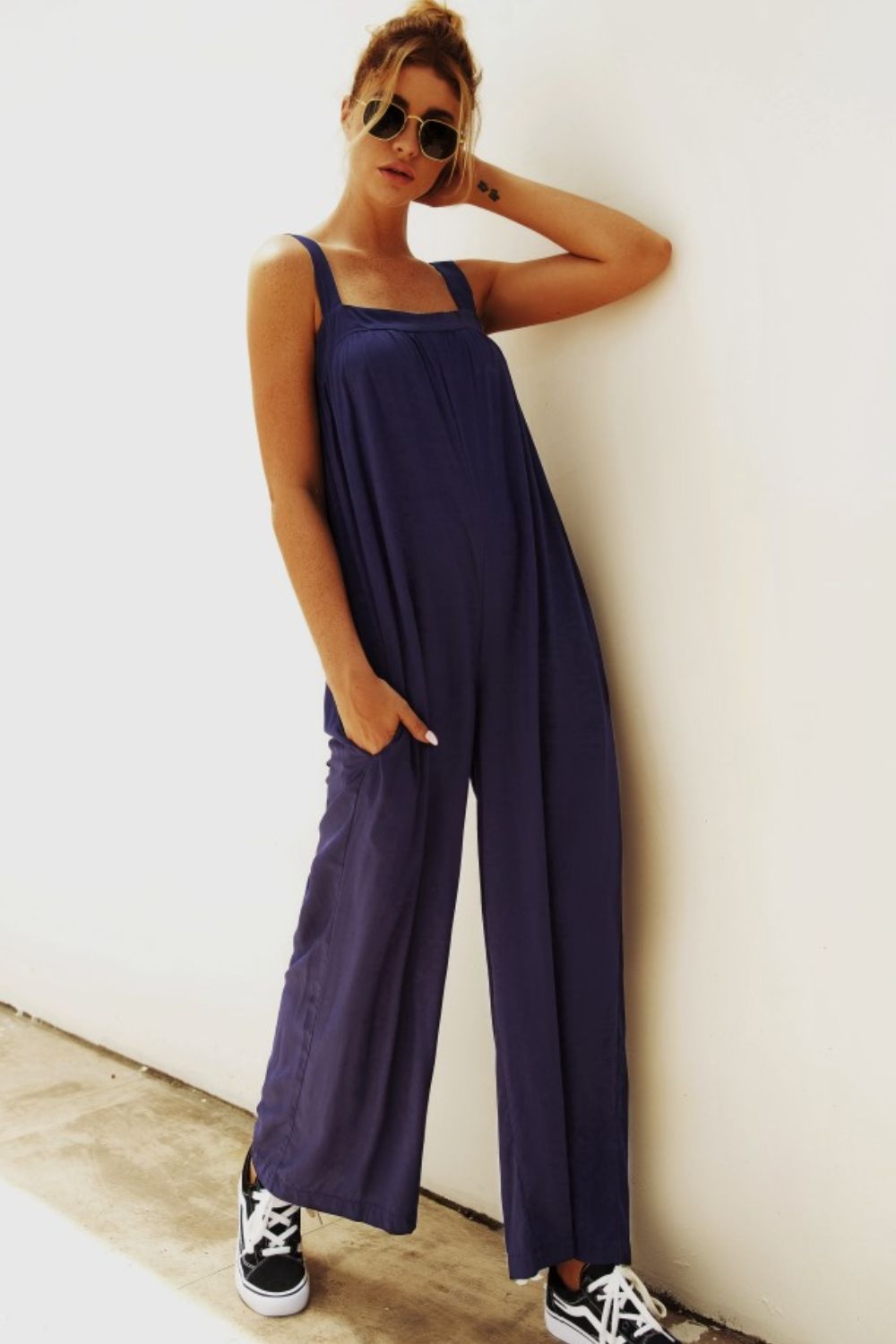 Wide Strap Wide Leg Jumpsuit-Angel Casuals