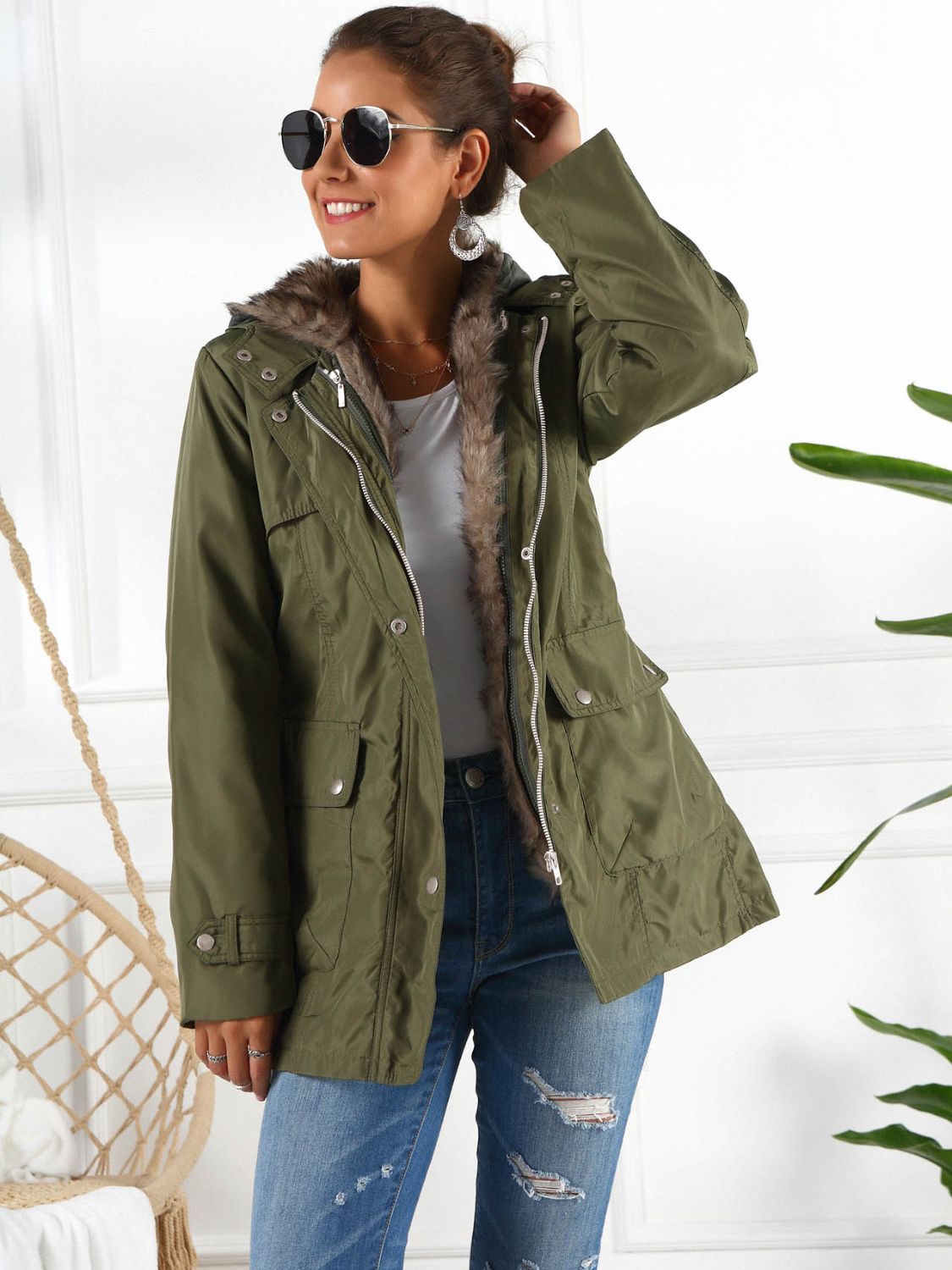 Ivy Lane Full Size Hooded Jacket with Detachable Liner (Three-Way Wear)-Angel Casuals