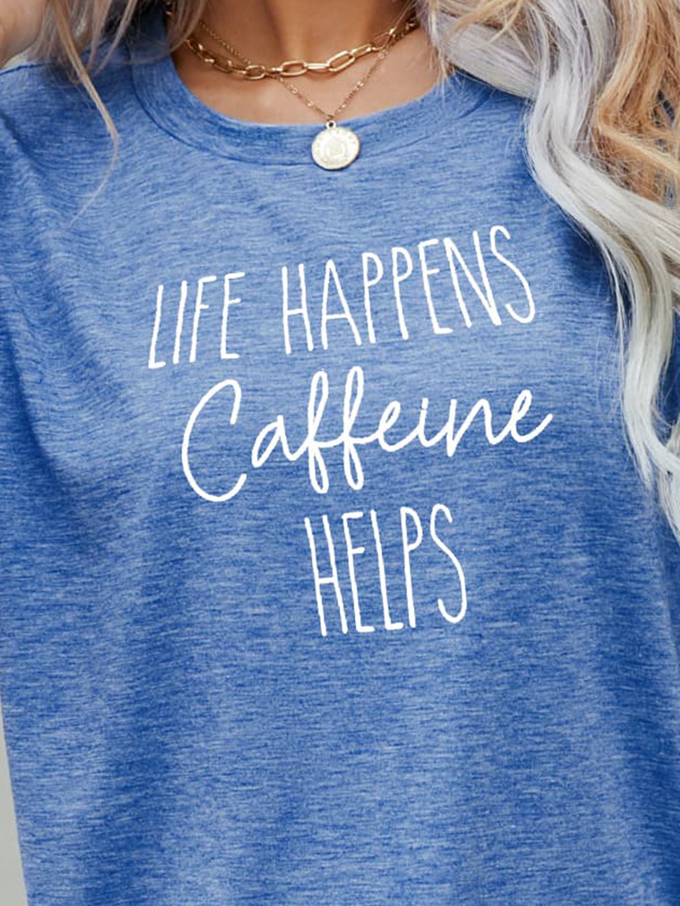 LIFE HAPPENS CAFFEINE HELPS Graphic Tee-Angel Casuals