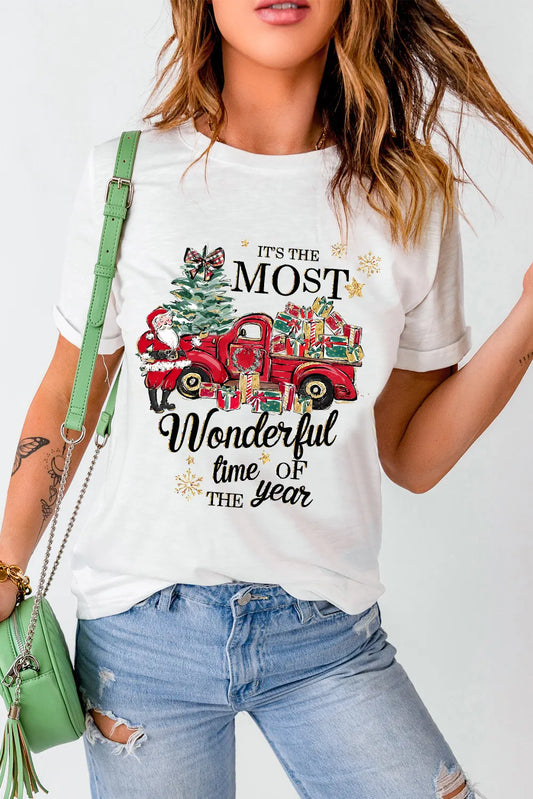 Graphic Round Neck Short Sleeve T-Shirt-Angel Casuals