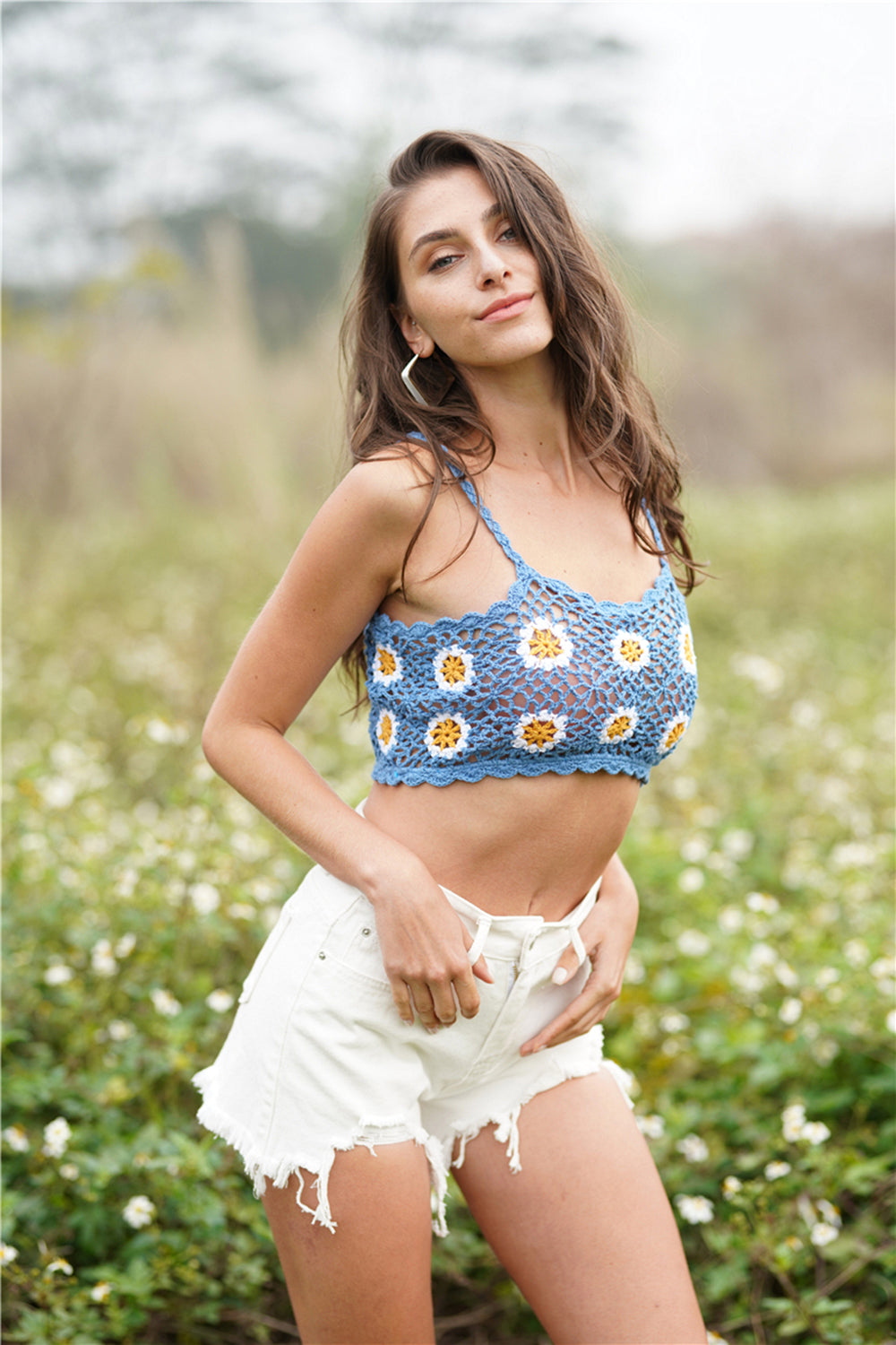 Floral Crochet Cropped Cami-Angel Casuals