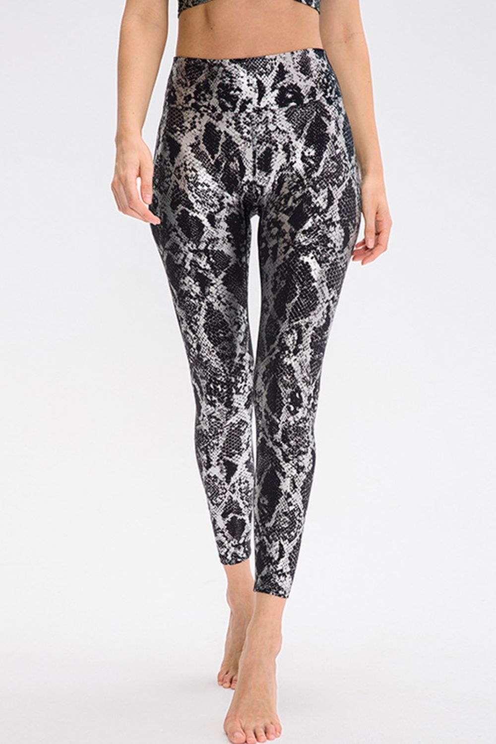 Animal Print Slim Fit Wide Waistband Long Sports Pants-Angel Casuals