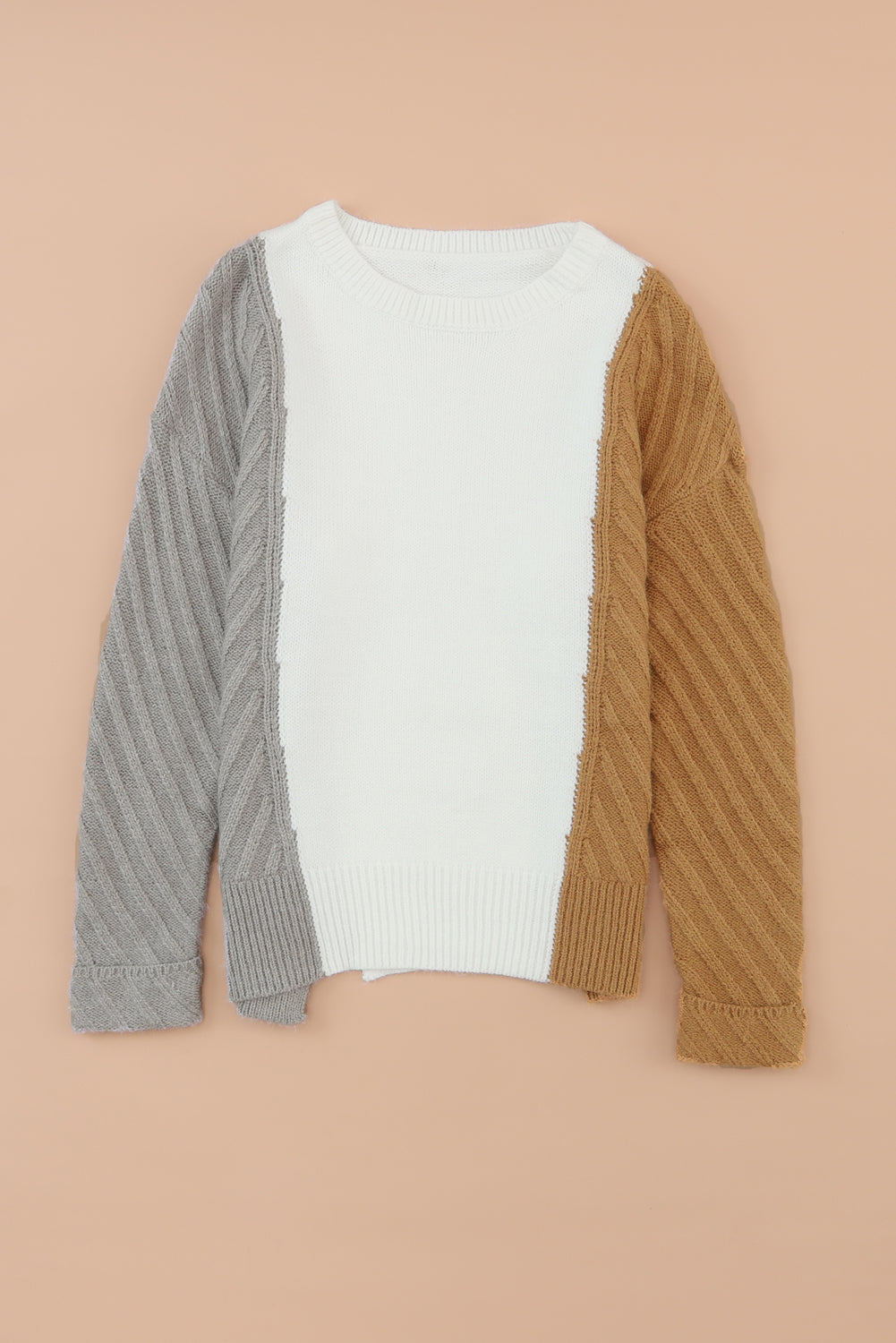 Color Block Textured Drop Shoulder Sweater-Angel Casuals