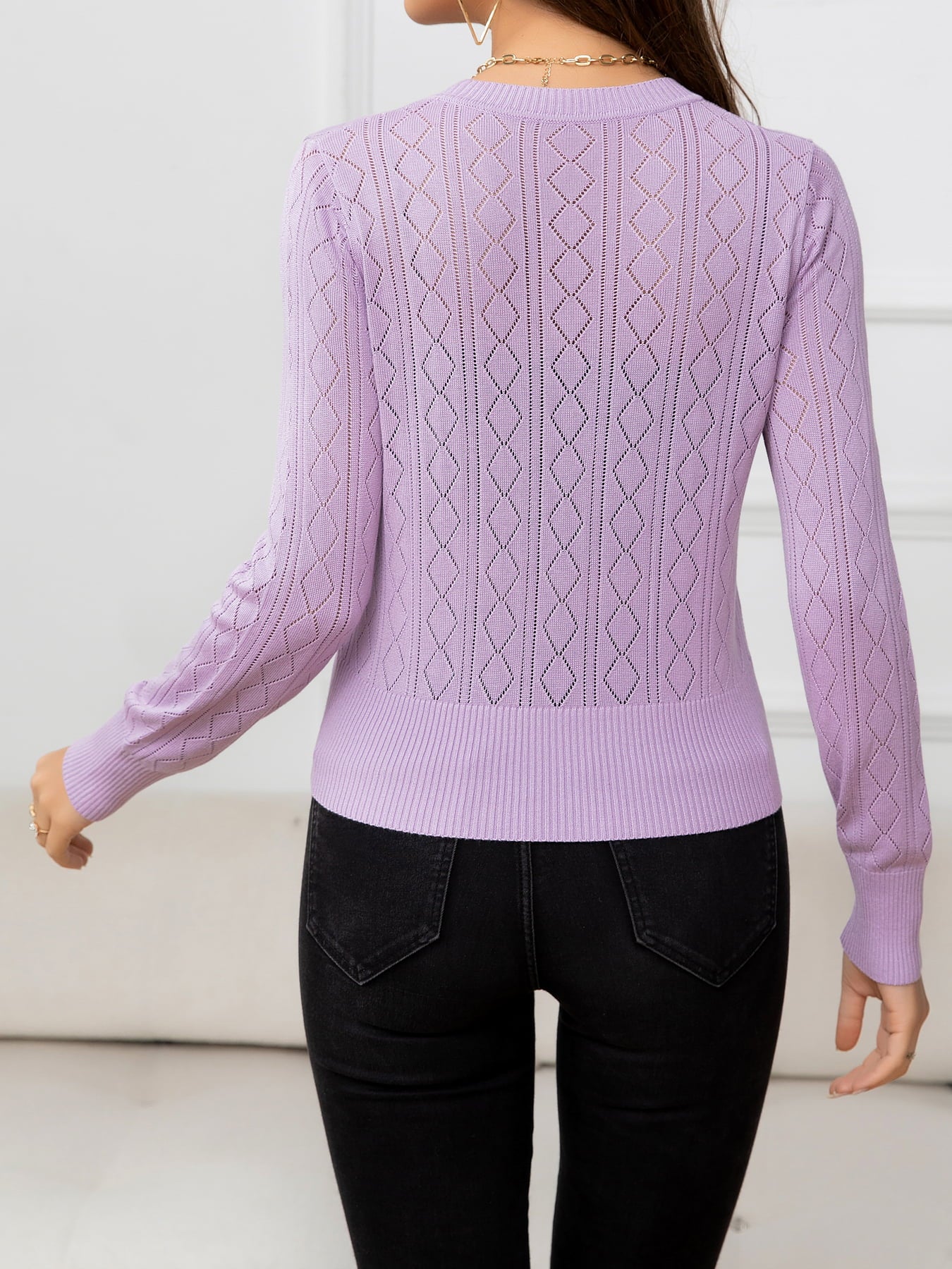 V-Neck Buttoned Long Sleeve Knit Top-Angel Casuals