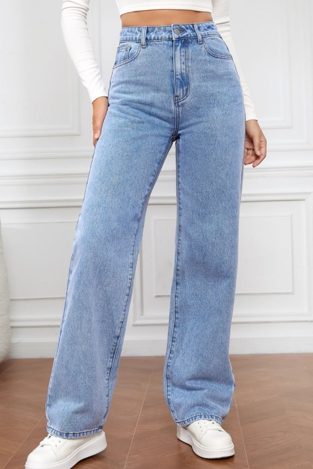 High Waist Straight Jeans-Angel Casuals