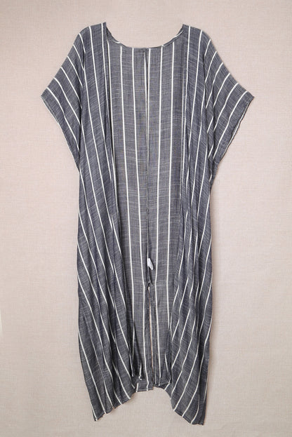 Striped Open Front Longline Cover Up-Angel Casuals