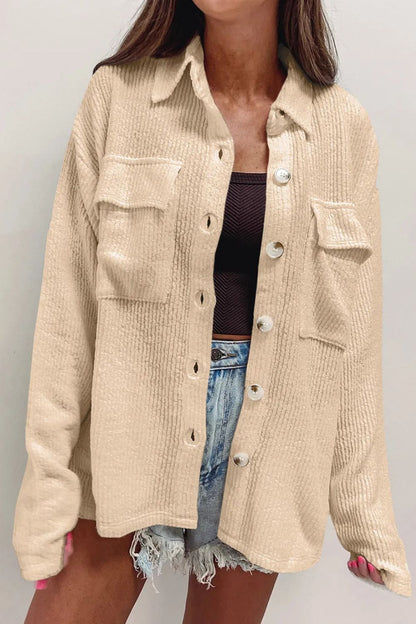 Button Up Long Sleeve Shacket-Angel Casuals