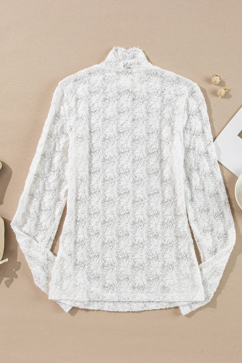 Lace Mock Neck Long Sleeve Top-Angel Casuals