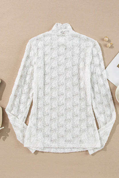 Lace Mock Neck Long Sleeve Top-Angel Casuals