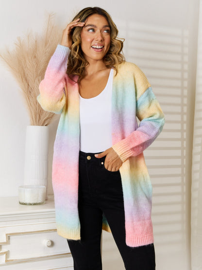 Angel Wings Full Size Gradient Open Front Cardigan-Angel Casuals