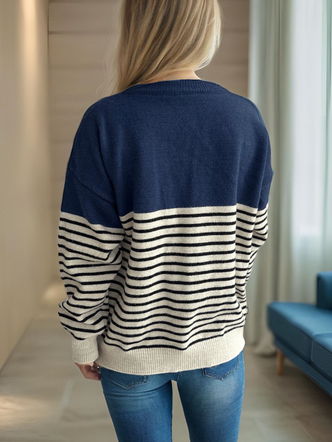 Striped Button Down Long Sleeve Cardigan-Angel Casuals