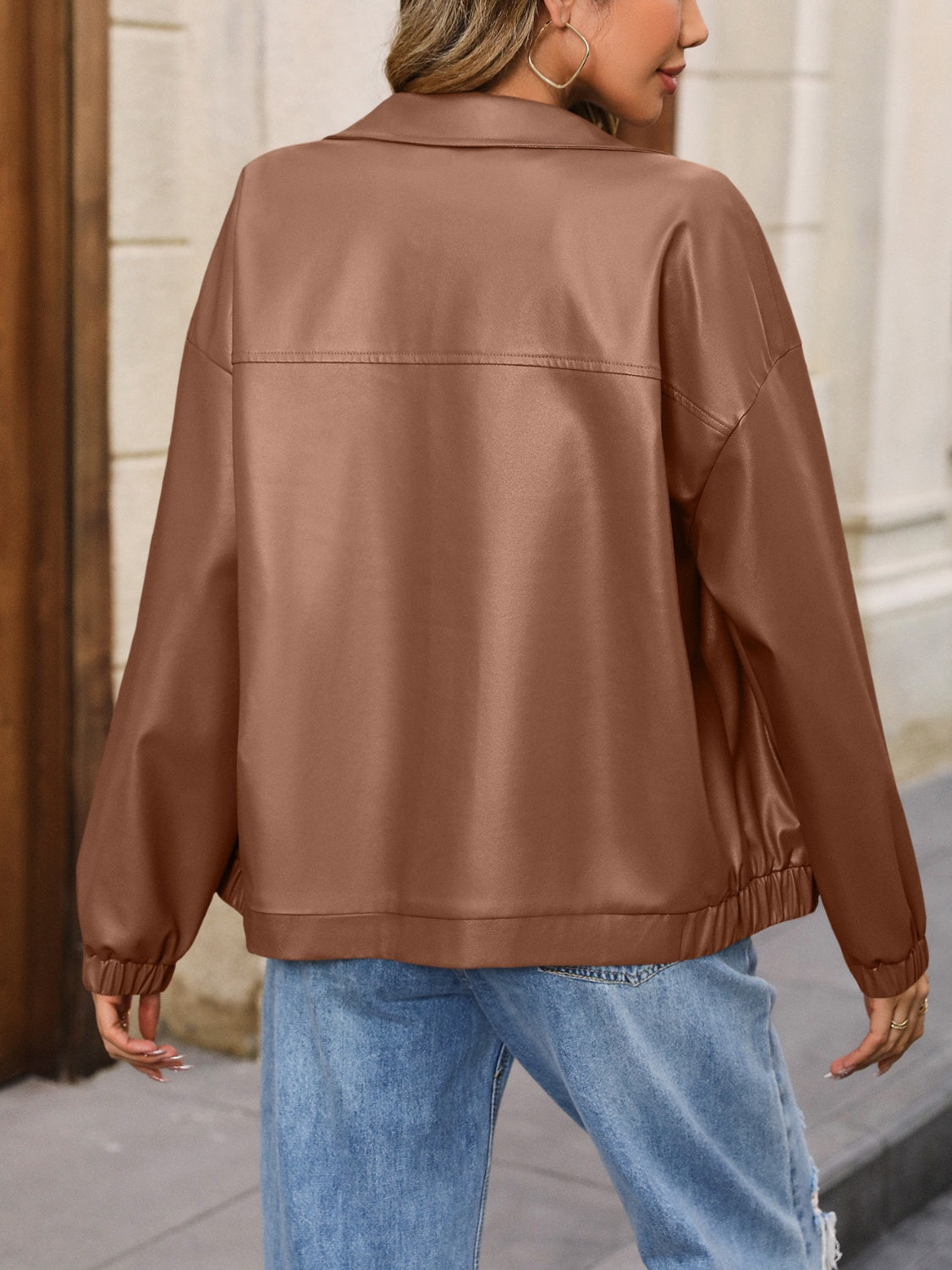 Ivy Lane Zip Up Dropped Shoulder Jacket-Angel Casuals
