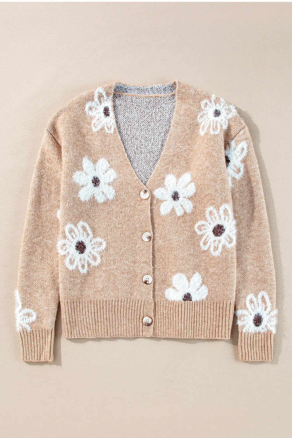 Flower Button Up Long Sleeve Cardigan-Angel Casuals