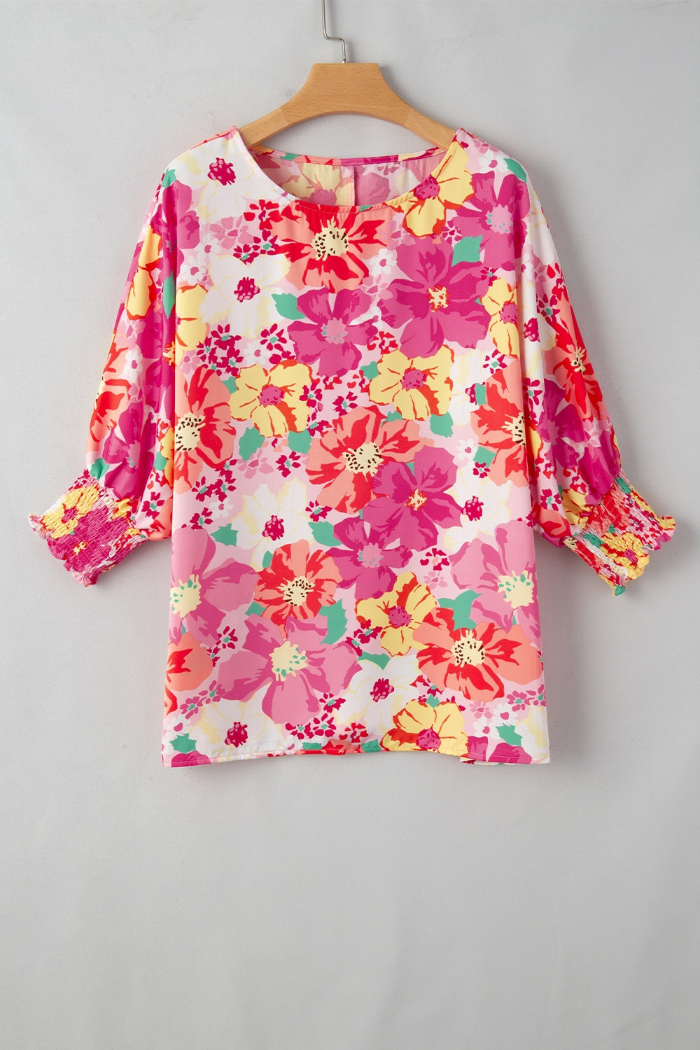 Printed Round Neck Half Sleeve Blouse-Angel Casuals