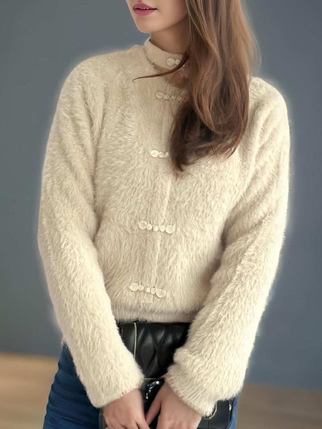 Cutout Knot Button Long Sleeve Cardigan-Angel Casuals