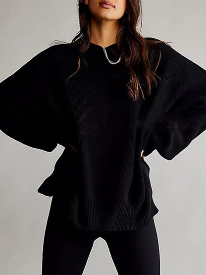 Round Neck Long Sleeve Sweater-Angel Casuals