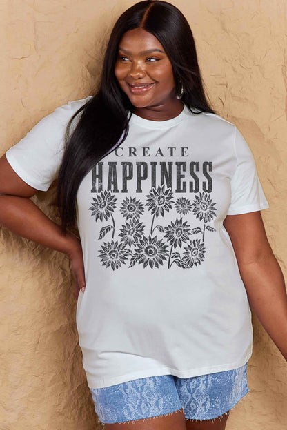 Simply Love Full Size CREATE HAPPINESS Graphic Cotton T-Shirt-Angel Casuals