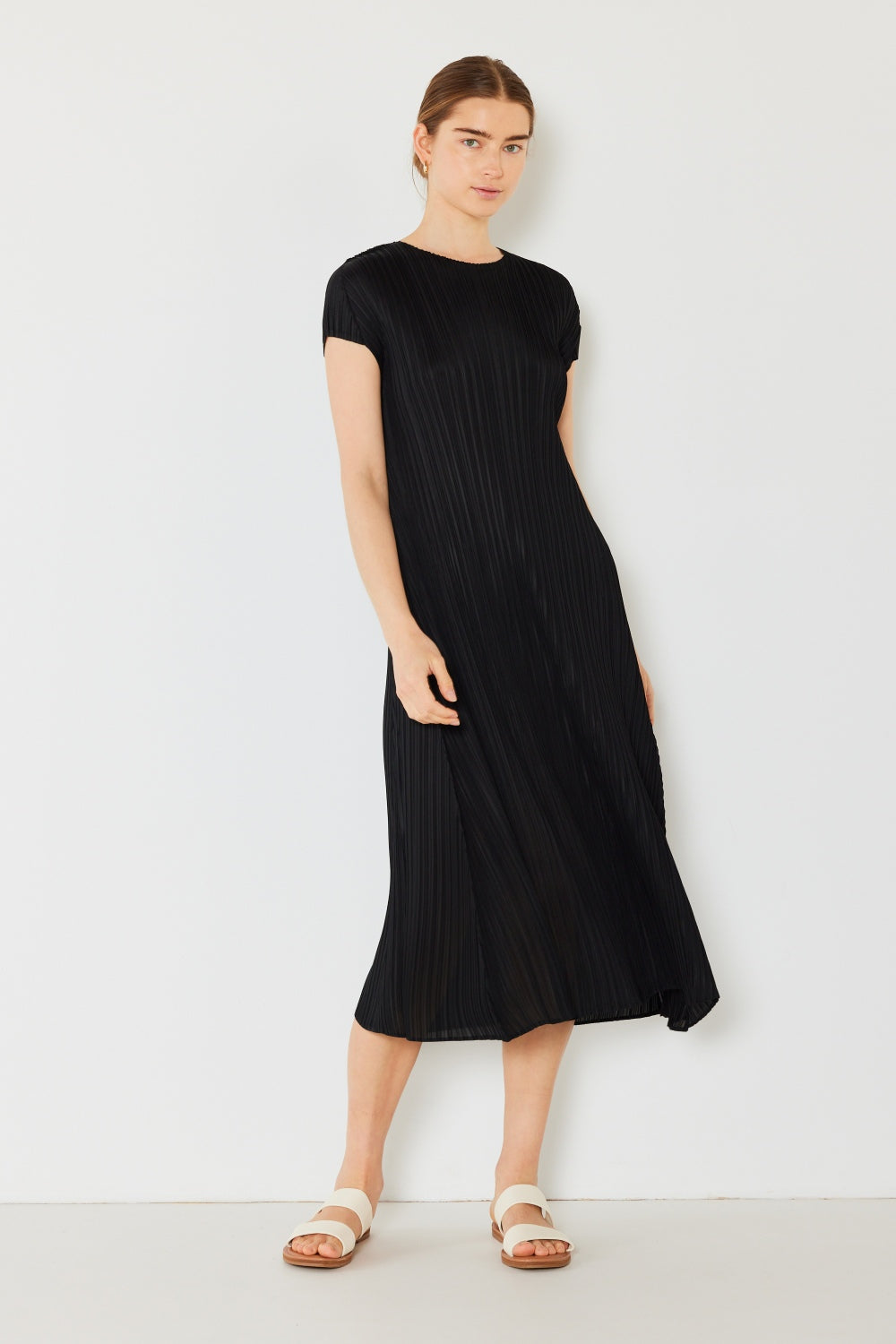 Marina West Swim Pleated Cap Sleeve A-Line Dress-Angel Casuals