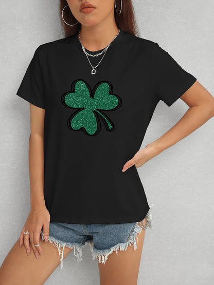 Lucky Clover Round Neck T-Shirt-Angel Casuals