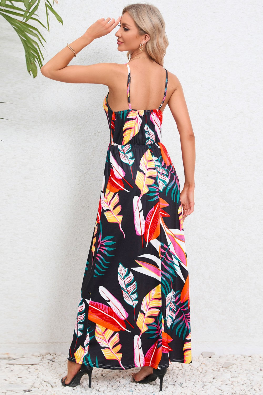 Printed Surplice Maxi Cami Dress-Angel Casuals