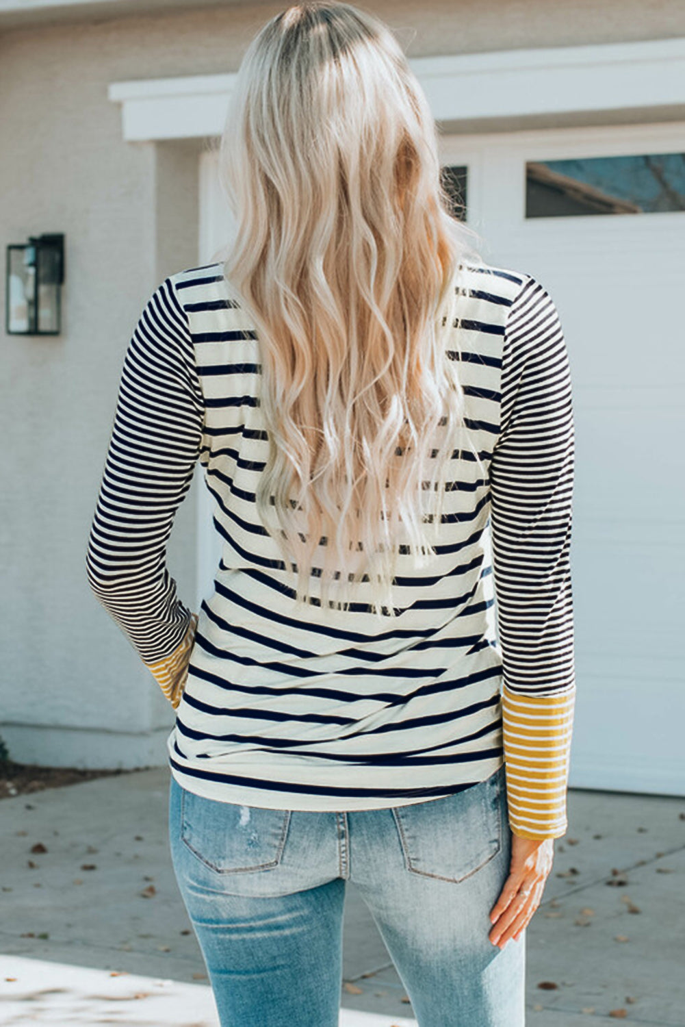 Striped Buttoned Long Sleeve Top-Angel Casuals