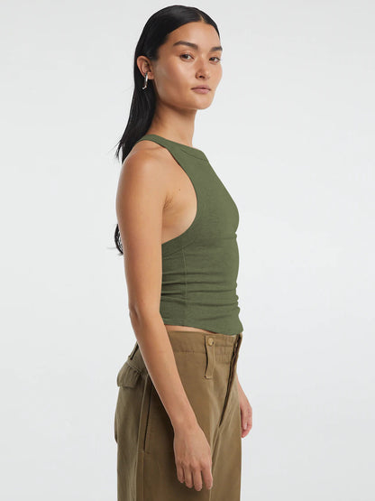 Halter Neck Ribbed Cropped Top-Angel Casuals