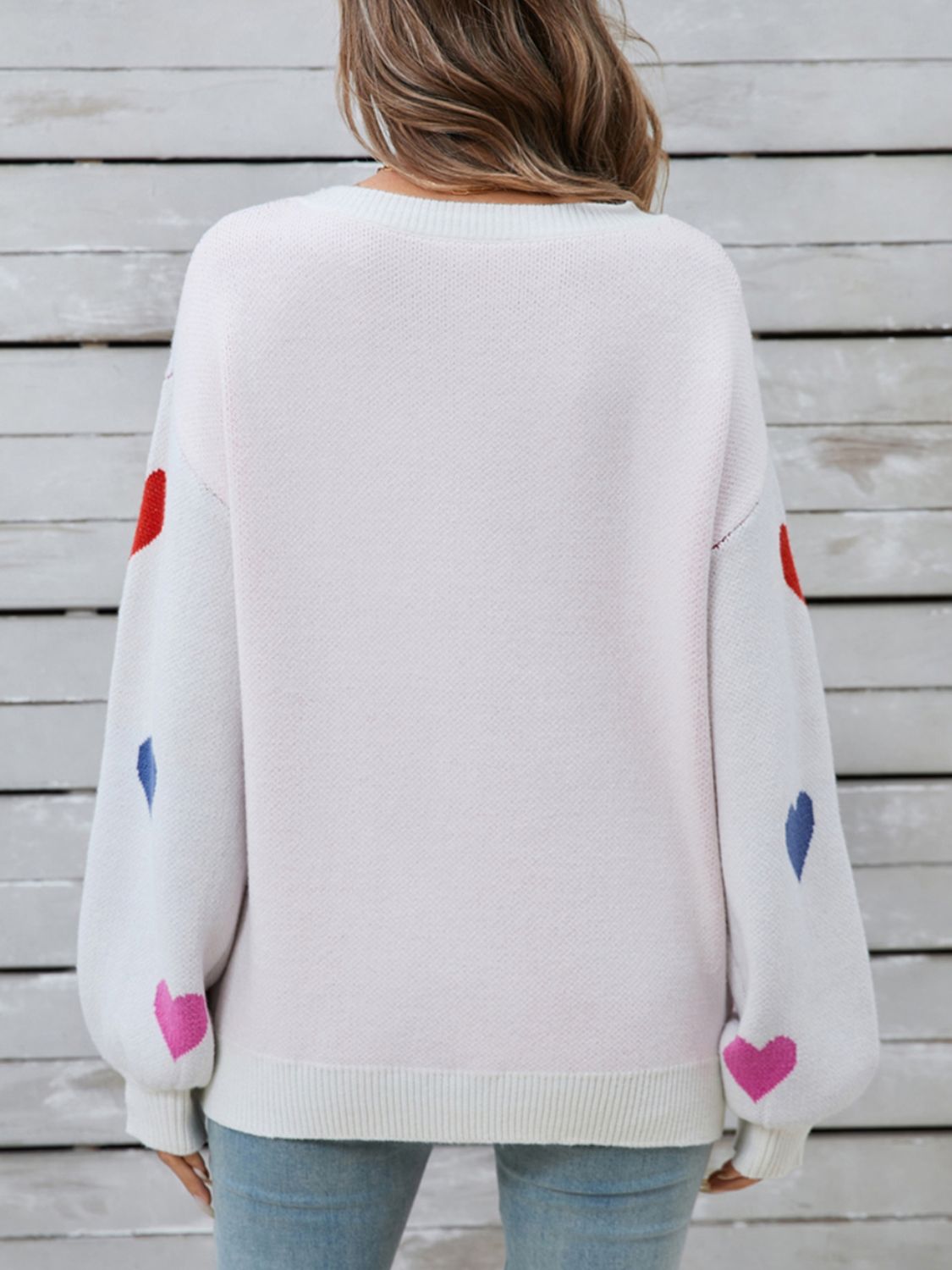 Angel Wings Heart Round Neck Long Sleeve Sweater-Angel Casuals