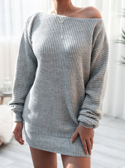 Rib-Knit Mini Sweater Dress-Angel Casuals