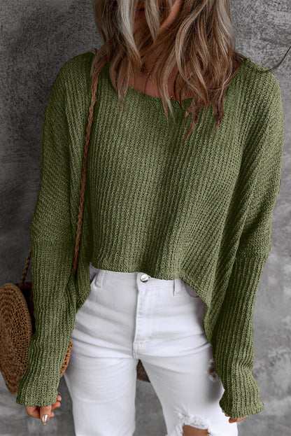 Round Neck High-Low Sweater-Angel Casuals