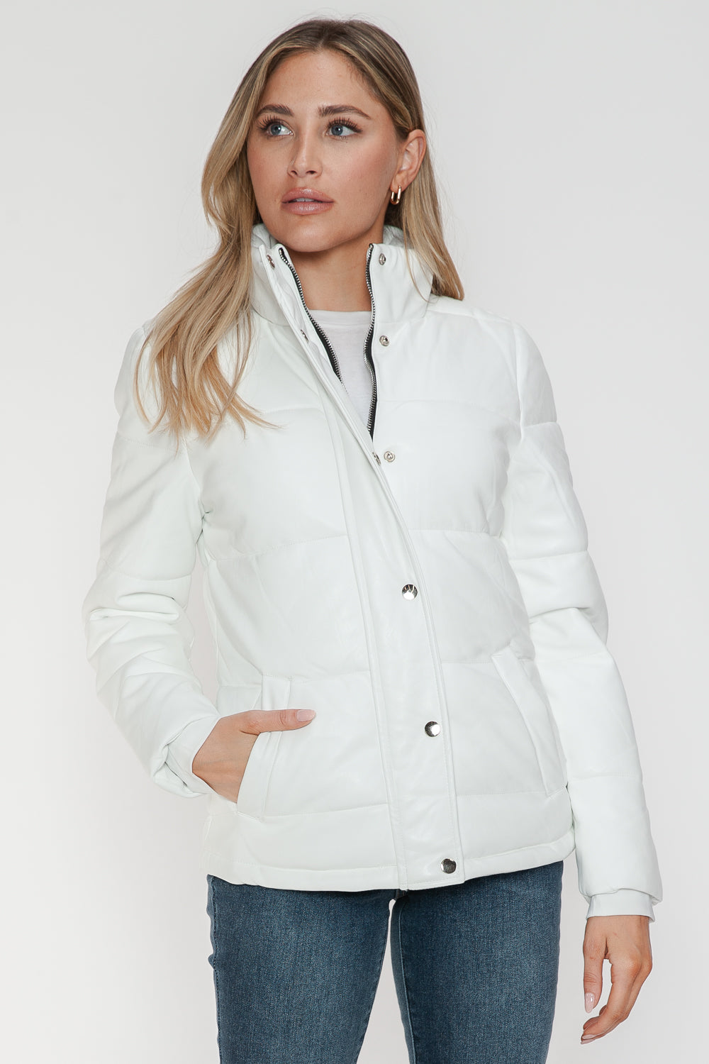 YMI Pocketed Zip Up Turtleneck Puffer Jacket-Angel Casuals