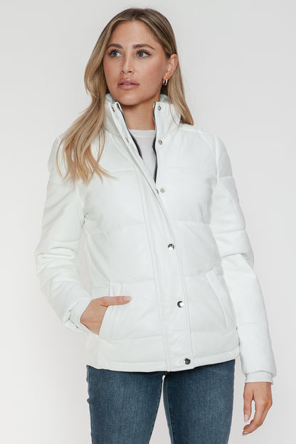 YMI Pocketed Zip Up Turtleneck Puffer Jacket-Angel Casuals