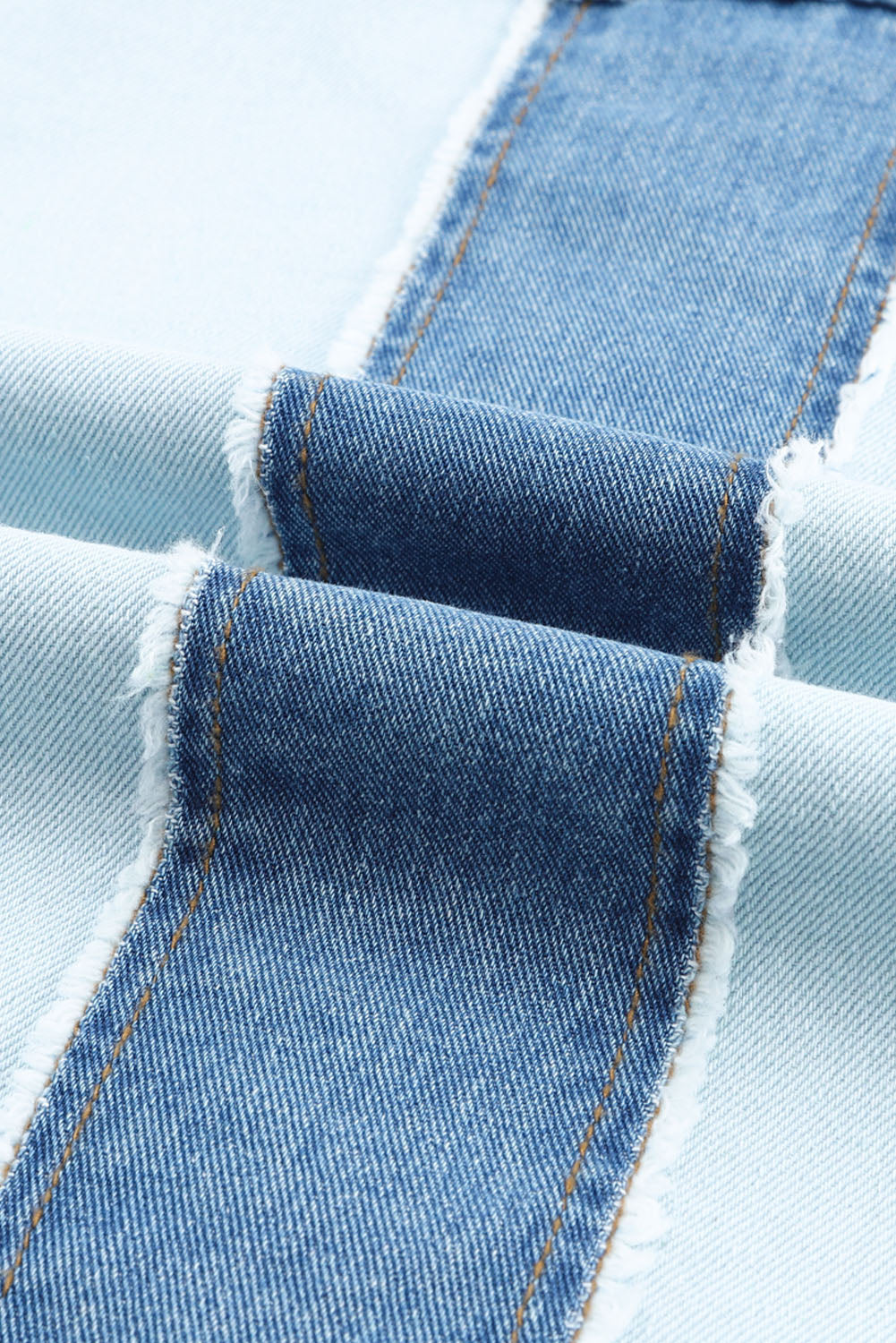 Raw Hem Color Block Denim Jacket-Angel Casuals