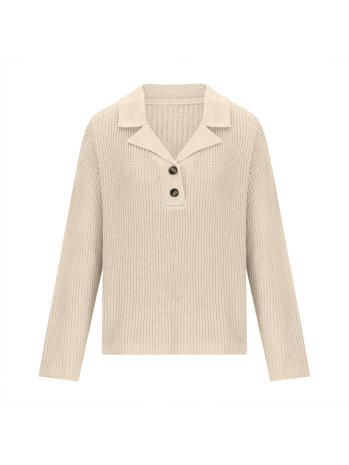 Collared Neck Half Button Knit Top-Angel Casuals