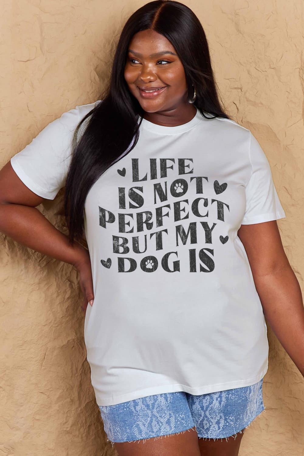 Simply Love Full Size Dog Slogan Graphic Cotton T-Shirt-Angel Casuals